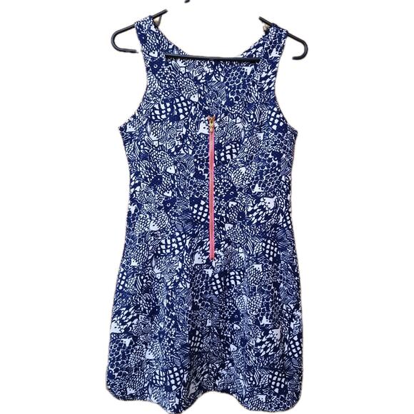 Lilly Pulitzer Target Blue White Upstream Koi Fish Sheath Dress Sz 8 - Picture 5 of 10